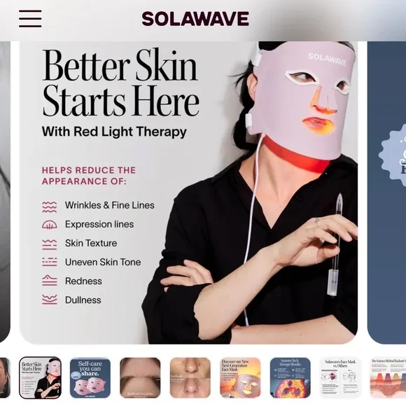 New in box SOLAWAVE Wrinkle Retreat Pro Light Therapy Face Mask - Pink - Picture 3 of 4
